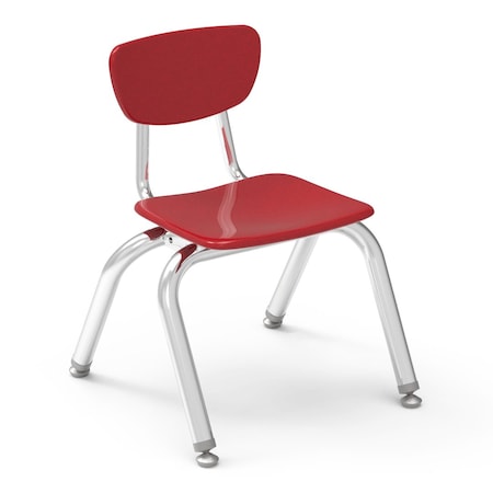 Virco 3000 Series 12" Classroom Chair, Preschool - 1st Grade with Nylon Glides - Red Seat 3012